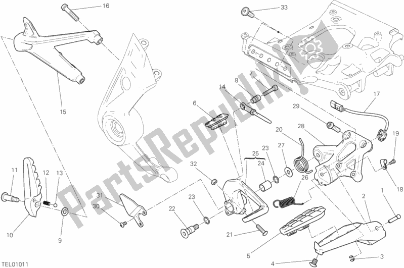 All parts for the Footrests, Right of the Ducati Diavel Xdiavel USA 1260 2016